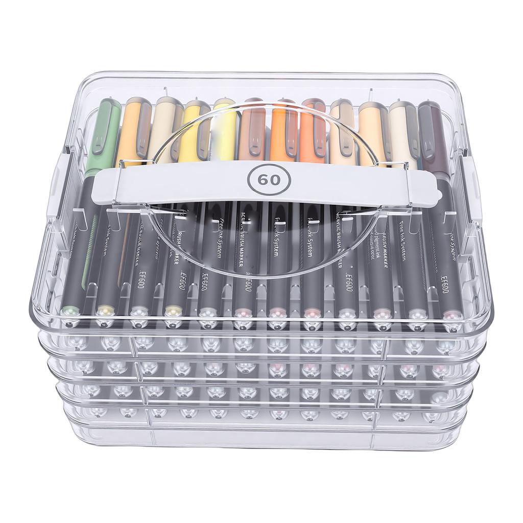 Acrylic Paint Markers 60 Colors Set Professional Pens for Watercolor with Storage Box