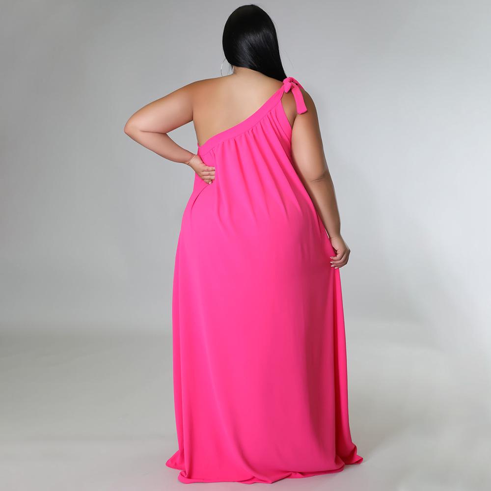 2022 Plus Size Sleeveless One-Shoulder Backless Halter Dress