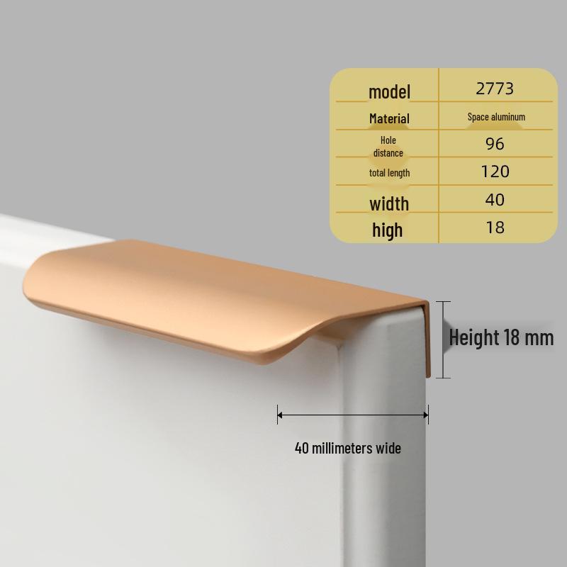 Oukali Curved Invisible Edge Aluminum Cabinet and Wardrobe Handle