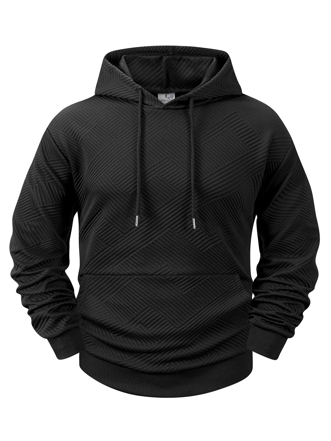 

Autumn/Winter Men s Jacquard Plaid Hoodie Long Sleeve Hoodie Men Breathable Solid Color Sweatshirt Coats Outdoor Jogging Tops 3XL