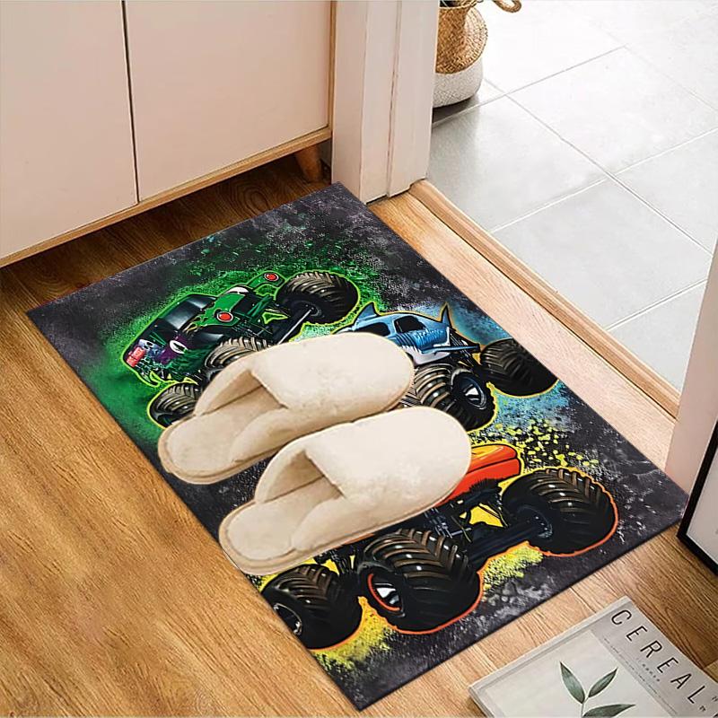 Mon-ster Truck Adventure Floor Mat for Living Room, Game Rooms, Office, Bedroom, Office Floor Mat Playful Design, Christmas fan gifts