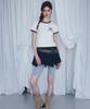 Rose Franz Check Drop Mini Skirt [Navy]