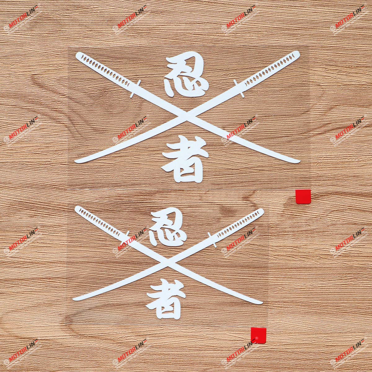 

2 Pcs White 5 ,6 Ninja Letters Samurai Cross Decal Vinyl Sticker Chinese