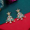 Christmas Colorful Rhinestone Star Tree Drop Earrings New Year Holiday Xmas Tree Dangle Earring Party Jewelry Gift For Women Men