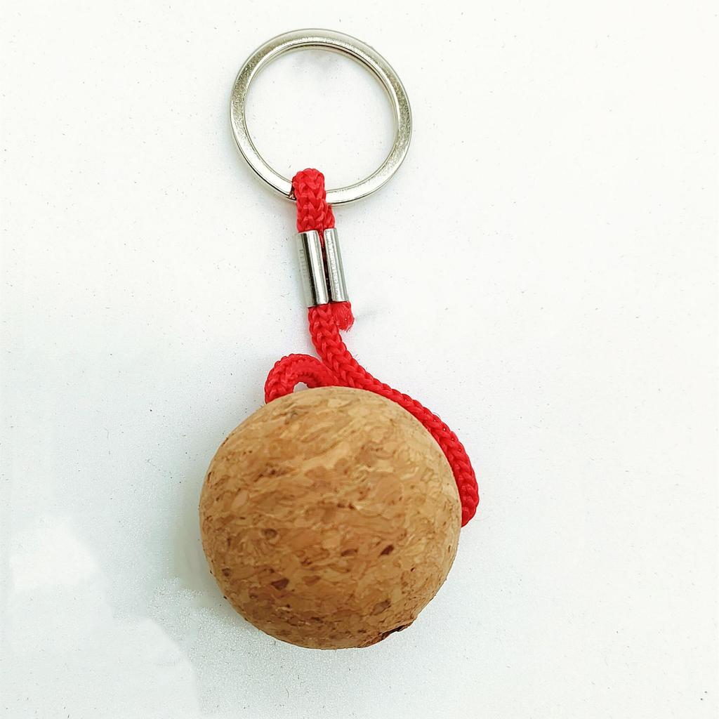 Customizable Round Cork Ball Keychain with Logo Printing