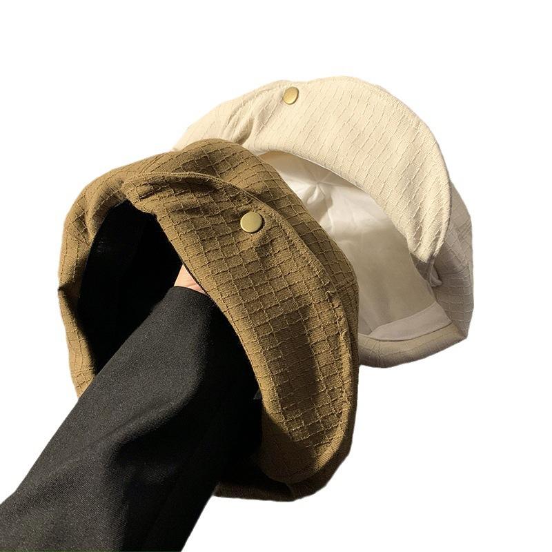 Autumn And Winter Versatile Korean Version Flanged Black Beret Female Face Small Bud Painter Hat Big Head Circumference Literary Hat