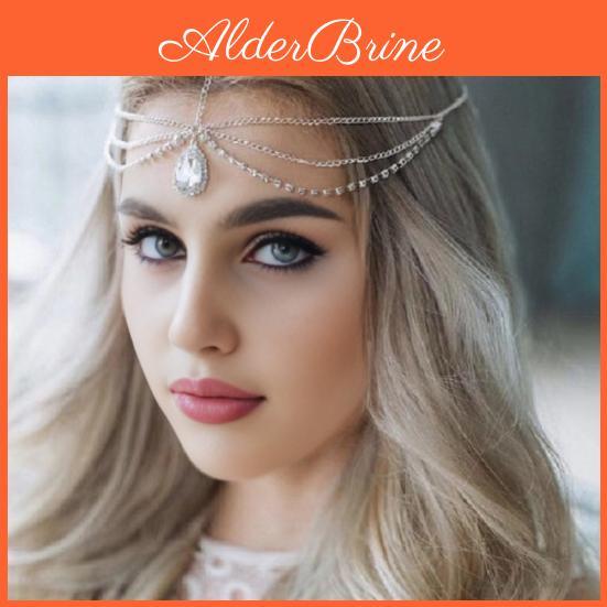 Water Chain Forehead Drop Pendant Decoration Adjustable Head Circumference Forehead Chain Hair Accessory