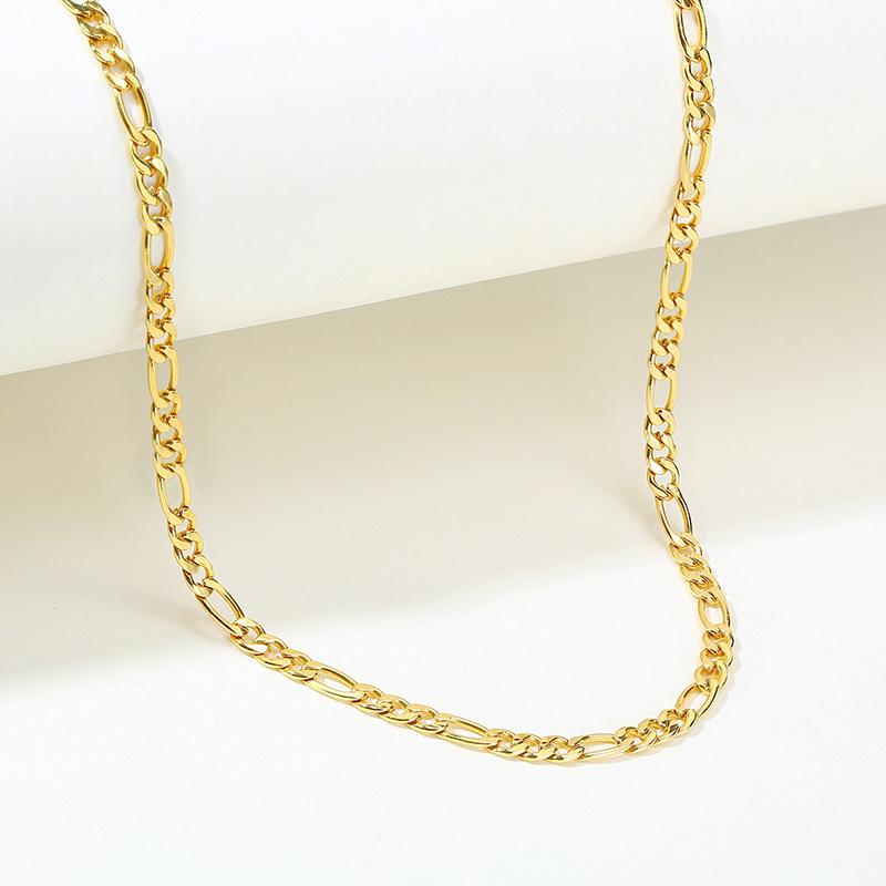 Figaro Chain Necklace Stainless Steel Link Gold Color Choker Necklace Layered Women Girls 14" 18" 20" 24"
