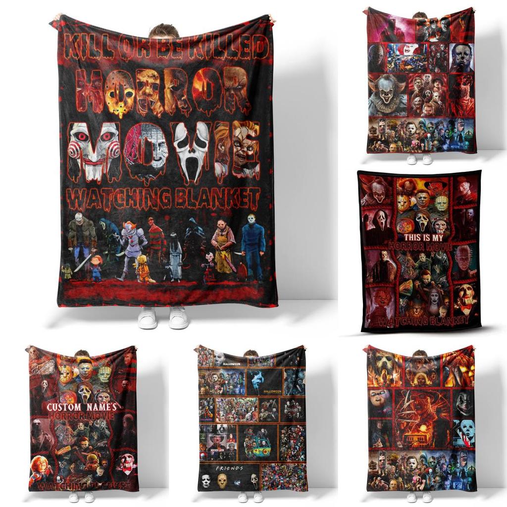 Horror Movie Watching Blanket Halloween Decorations Soft Home Warm Bedspreads