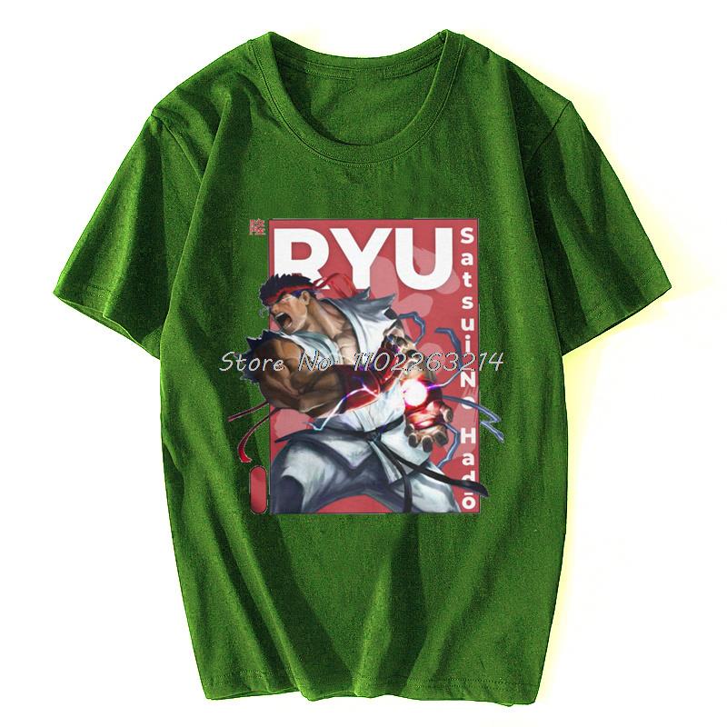 Vintage Ryu Street Fighters Men's Shirt o-Neck 100% Cotton T Shirts Short Sleeve Tee Shirt Adult Tops Oversized