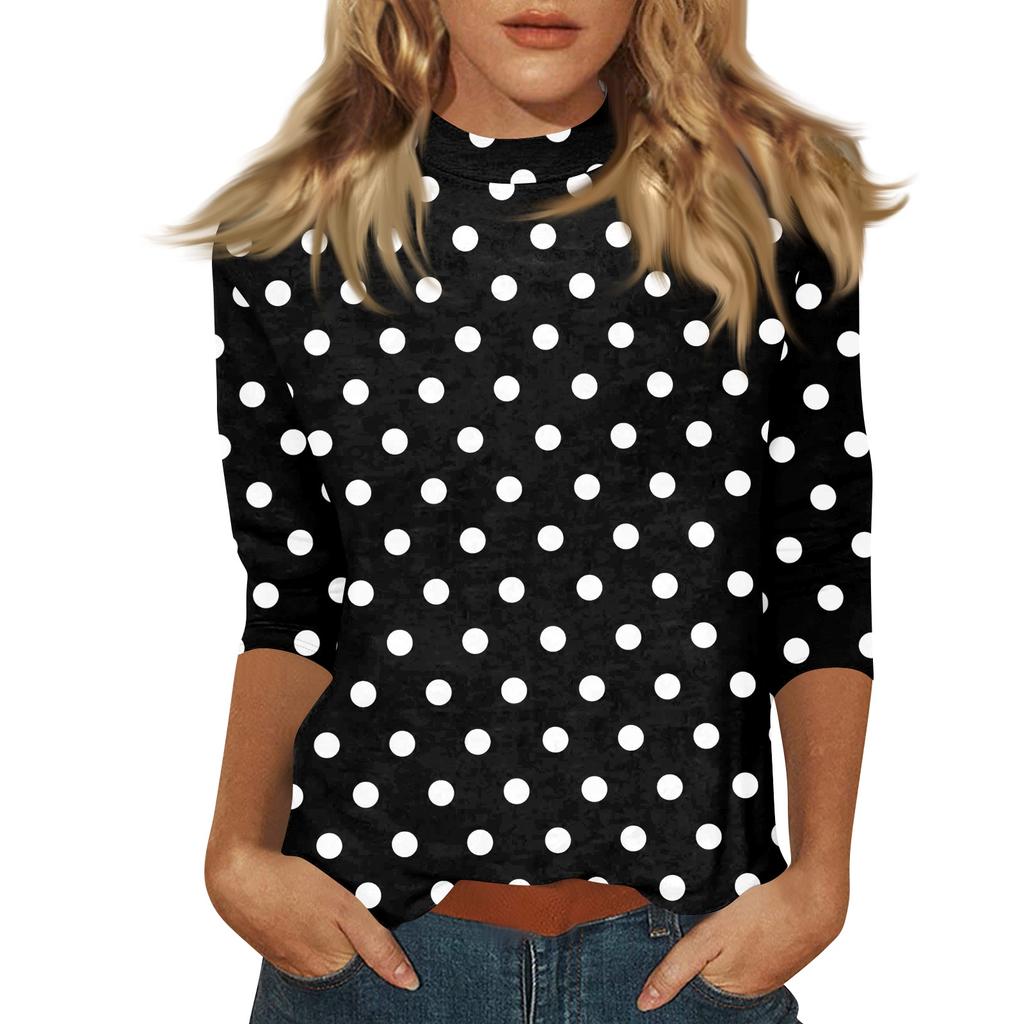 Damen Mock-Neck 3/4-Ärmel Bedrucktes Oberteil