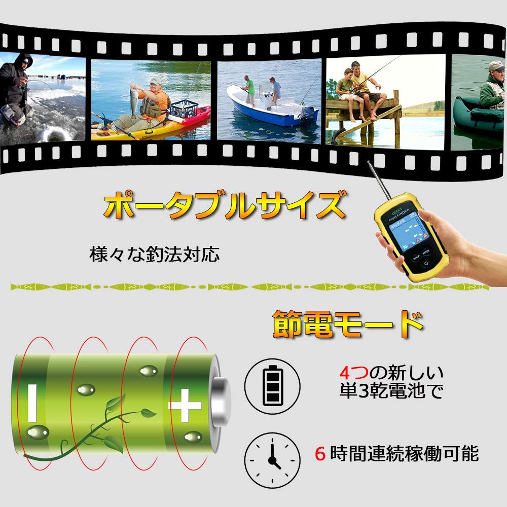 LUCKYLAKER Boat Wireless Fish for Sea Bass Fish Fish Finder Finder, Portable, Fishing, Kayaking, Smelt, Fishing, Finder,