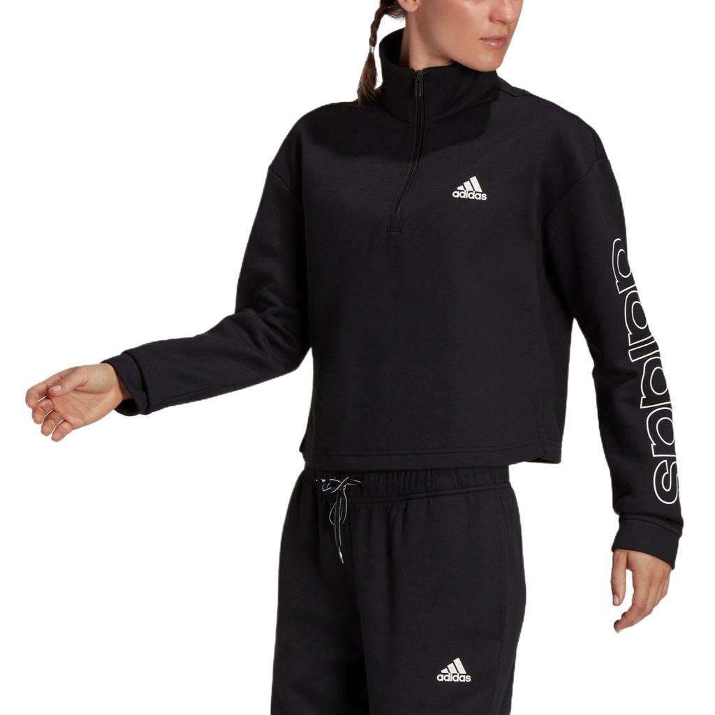 Adidas ESSENTIALS PRIMEGREEN COMFOR Fleece Lined Athleisure Loose Fit Half Zip Semi Open Collar Long Sleeved Sweatshirt H09267