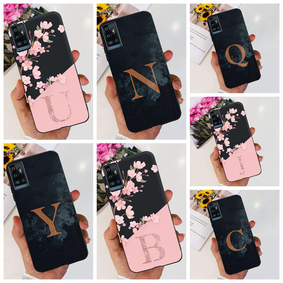 Per ZTE Blade A71 2021 Custodia Moda Lettera Fiore Lussuoso TPU Morbido Silicone Cover Per ZTE Blade A71 A7030 Custodie Telefono Antiurto