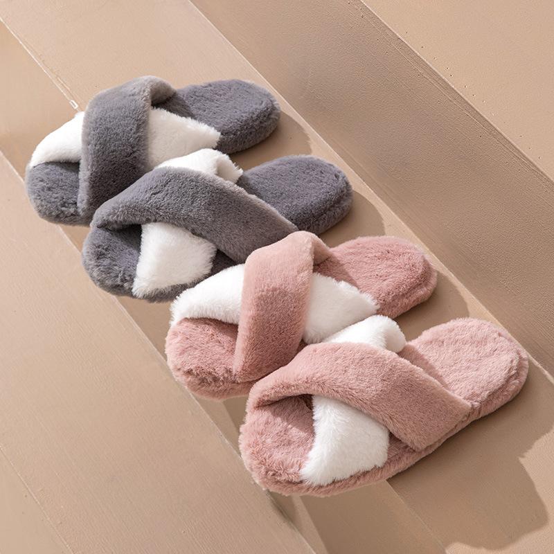 Fashion Casual Fluffy Women's Home Slippers Flats Luxury Designer Woman Shoes Winter Elegant Plush Footwear Indoor Fuzzy Fur Slides Soft