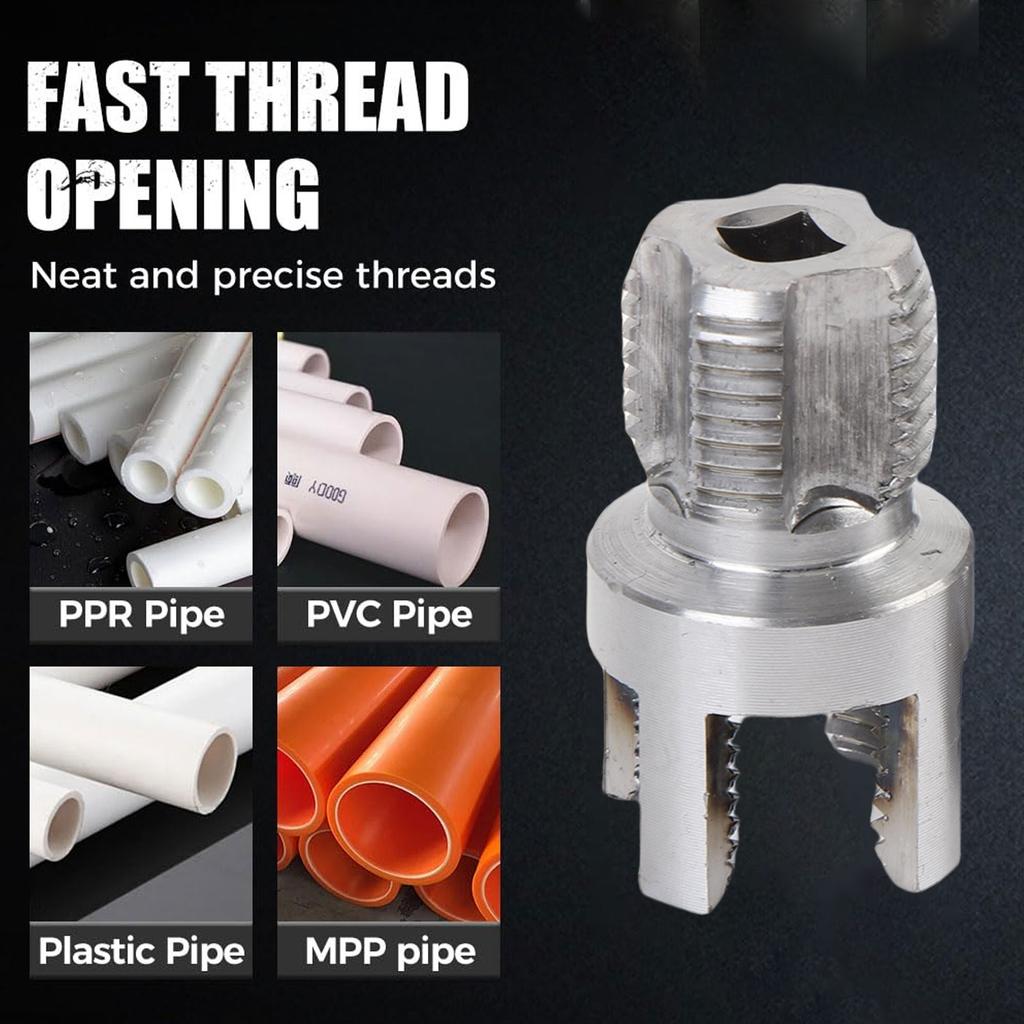 Integrated Internal External Pipe Threading Tool 1/4in Hex Shank G1/2 G3/4 G1 Pipe Thread Maker for Plumbing Construction