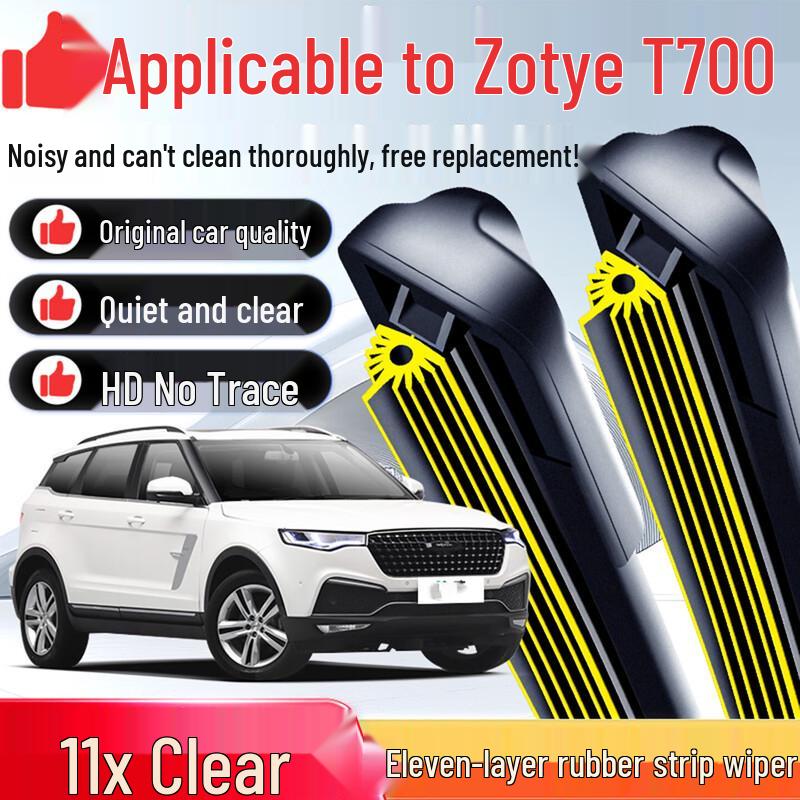 

Zotye T700 Frameless Silent Front Wiper Blade with Eleven-Layer Rubber Strip 11-layer rubber, set of one pair