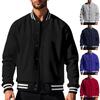 Men's autumn and winter fleece American retro baseball jacket loose casual stand-up collar single-breasted