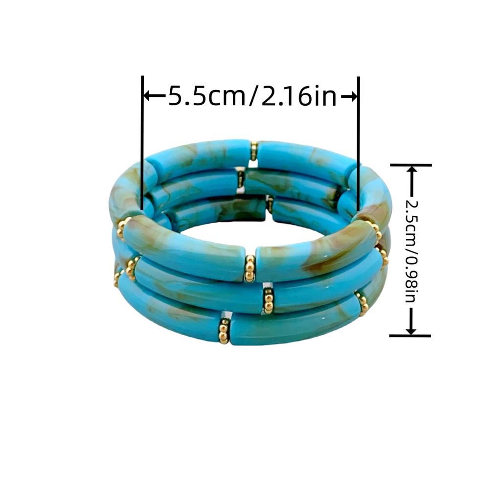 Trendy 3-delige Acryl Kralen Armband Set met Delicate Tinten voor Dames Dagelijkse Ensemble armband voor dames