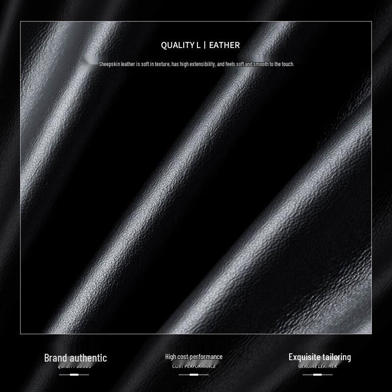 Futing Men's Sheepskin Baseball Collar Leather Jacket