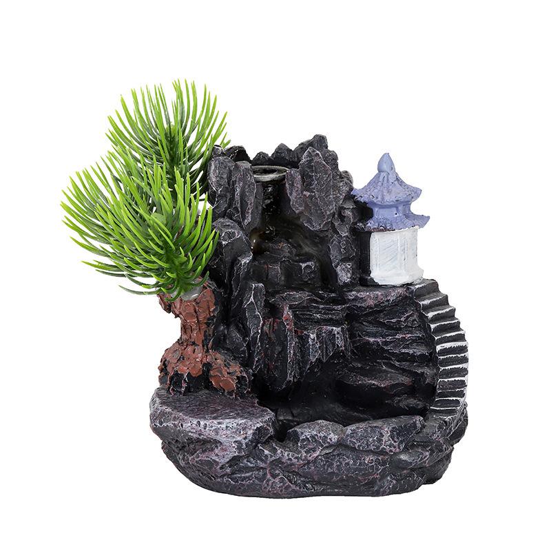 Large Resin Backflow Incense Burner with Mountain Design for Indoor Home Decoration