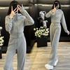 Modny Damski Zestaw Odzieży Sportowej na Wiosnę i Jesień Codzienny Luźny Krój Duży Rozmiar Dwuczęściowy Strój Wygodny