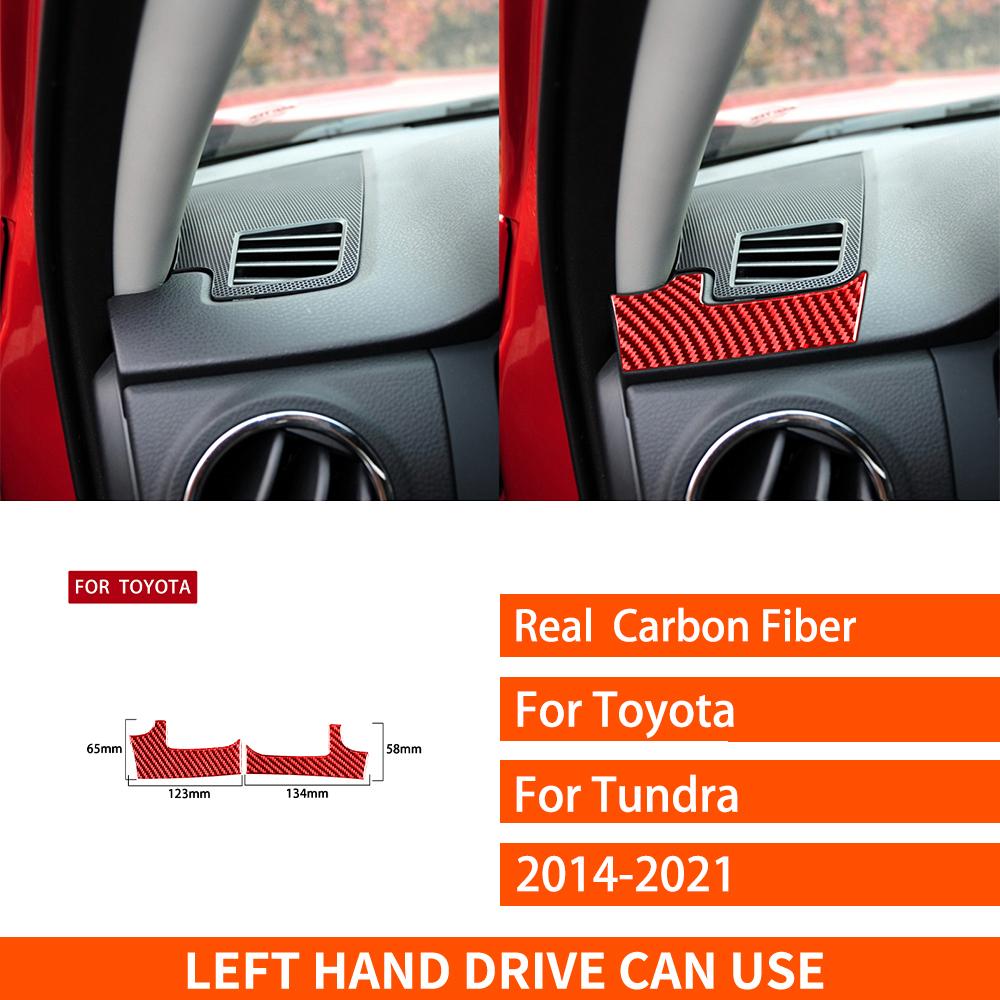 For Toyota Tundra 2014- Real Carbon Fiber Stickers Dashboard Air Vent Panel Cover Car Accessories Interior Decorative