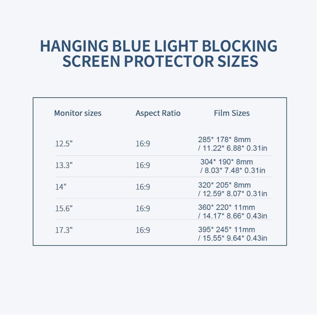 Laptop Screen Protector Hanging Blue Light Blocking Anti UV High Transmittance Film for 17.3   Laptop with 16:9 Aspect