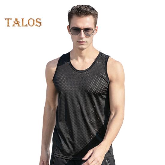 Herren Mesh-Weste Sommer-Tanktop Einfarbig Rundhals Ärmellos Singlet Slim Fit Muskel-Fitness-Shirt für Fitnessstudio Streetwear