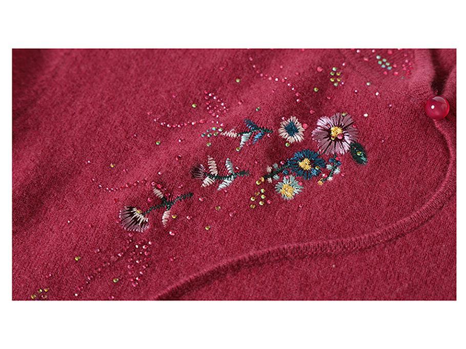 100% Pure Wool Autumn Winter Sweater for Moms - Stylish Qipao Collar Knitwear for Middle-Aged and Elderly Women.