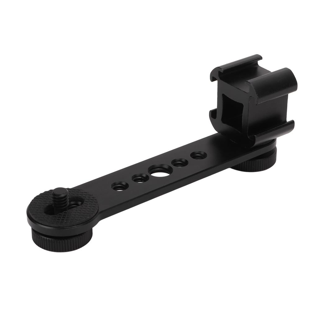 Triple Cold Shoe Extension Bracket Aluminium Alloy Microphone Stand Mount Adapter for Tripod Monopod Stabilizer Black