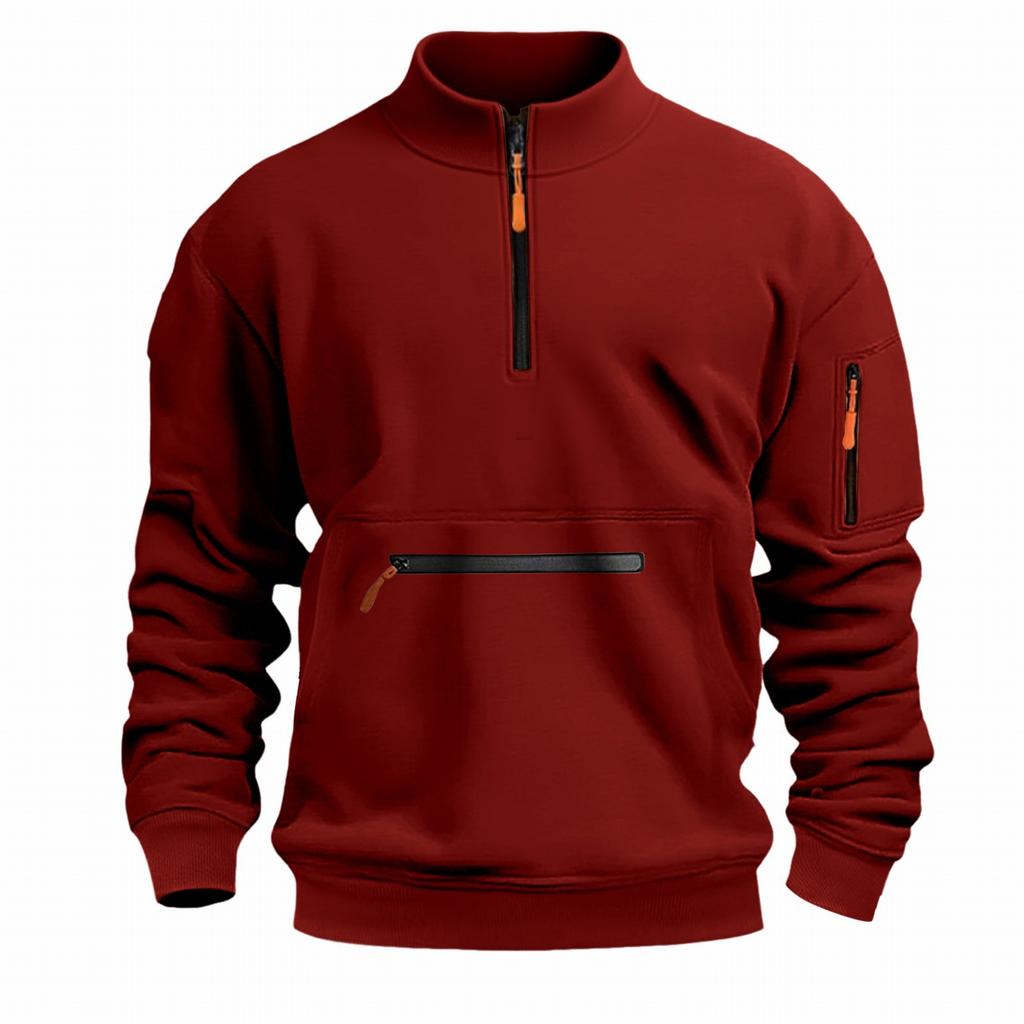 Men's New Stand-up Collar Zipper Sweatshirt European and American Hot Casual Fleece Sweatshirt Fashionable Versatile Pullover