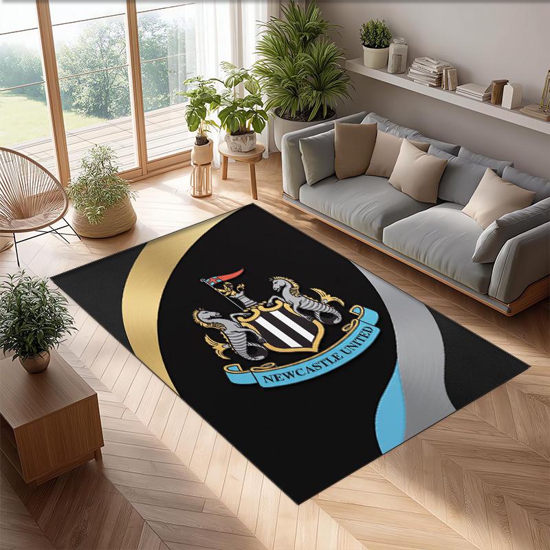 Tappeto in Velluto di Cristallo con Stampa di Calcio del Newcastle United, Comodo Assorbente d'Acqua Antiscivolo Tappeto per Pavimento Interno
