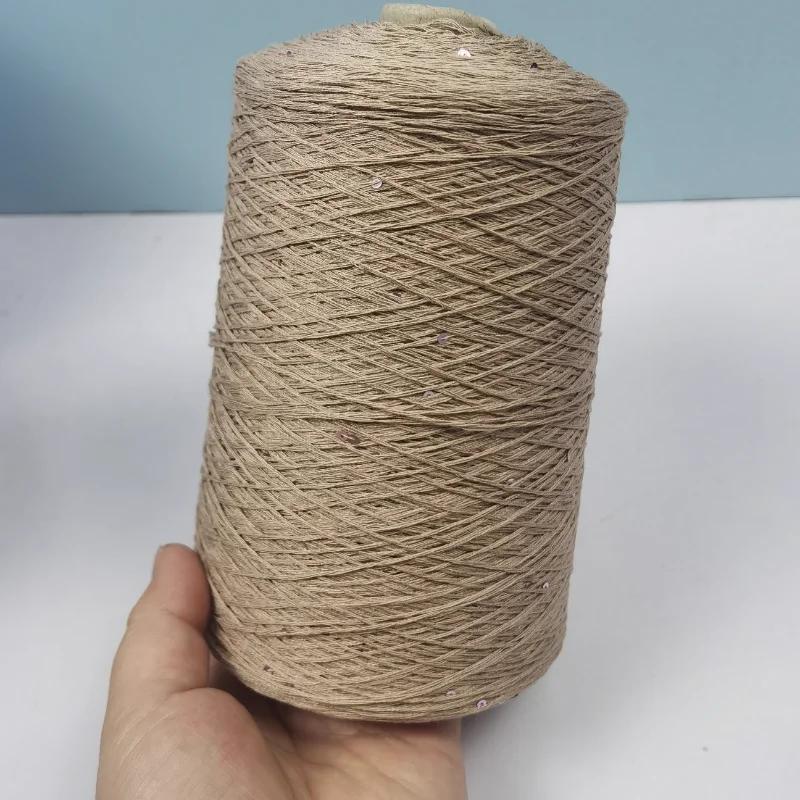 Number 6 Coarse Fine Crochet Thread Sequin Silk Linen Lace Thread with Pearl Beads DIY Scarf Sweater Knitting