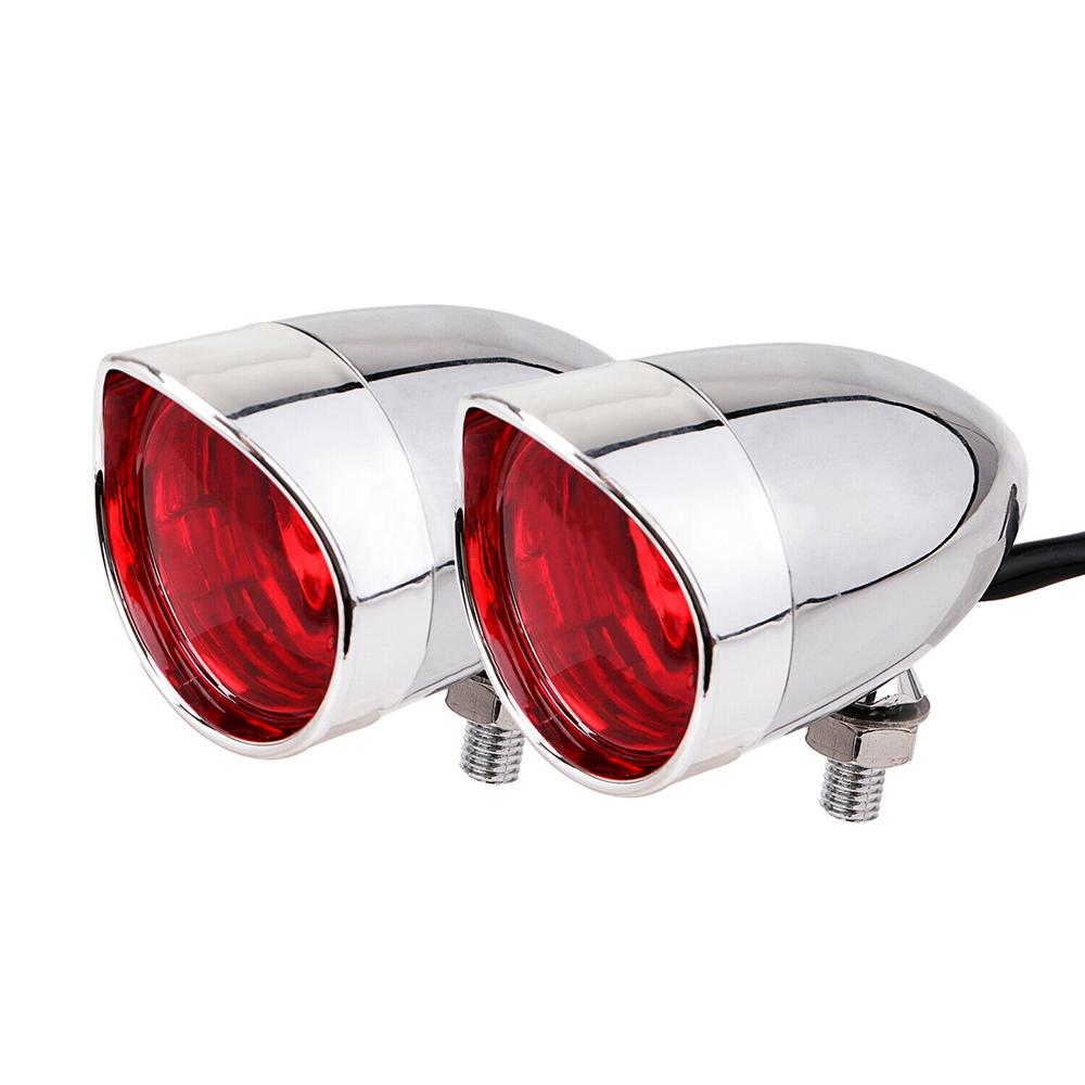 Chrome Motorcycle LED Bullet Red Brake Blinker Turn Signal Indicator Light for Harley Dyna XL MC-ZXD1029-CDRD