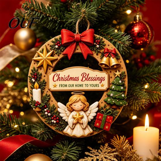 DIY Holiday Craft Decorations Interchangeable Wooden Christmas Wreath, 12 Pcs Front Door Plaque, Indoor Festive Atmosphere Decor Handmade Pattern