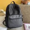 Cartella: Zaino scolastico a righe blu e pois blu mare, zaino da campus alla moda, grande capacità, leggero, zaino versatile ed elegante