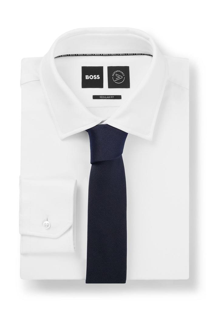 [BOSS] Italian-made Pure Silk Jacquard Tie for Men, One Size, Navy