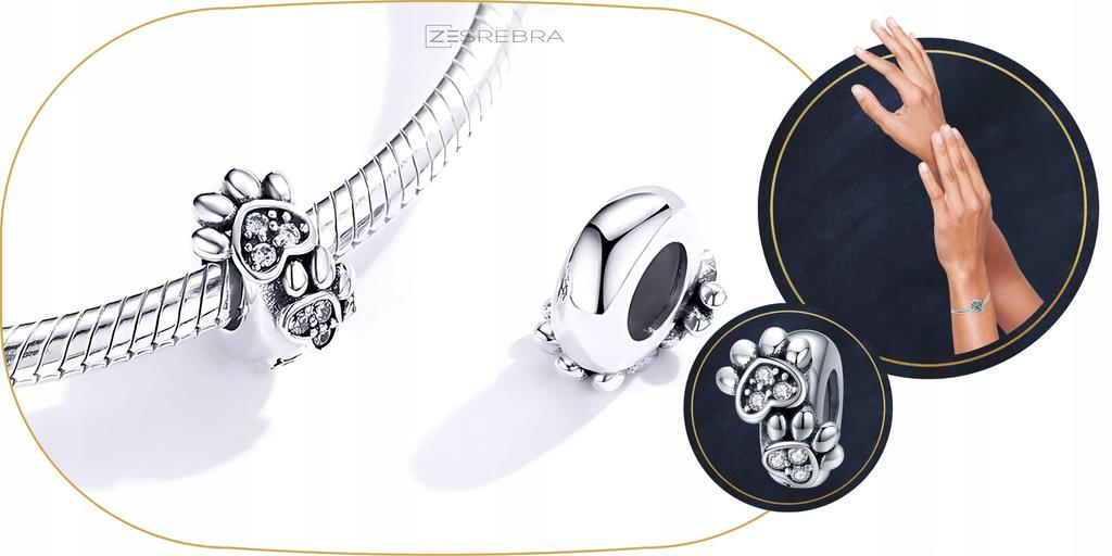 Dog Paw Stopper Charm 925 Dog Paw Pendant Charm S925