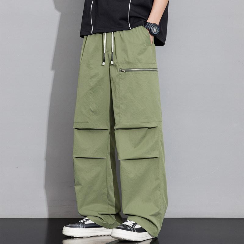 American pleated tooling men's pants summer trend youth large size men's casual trousers personalized loose pants