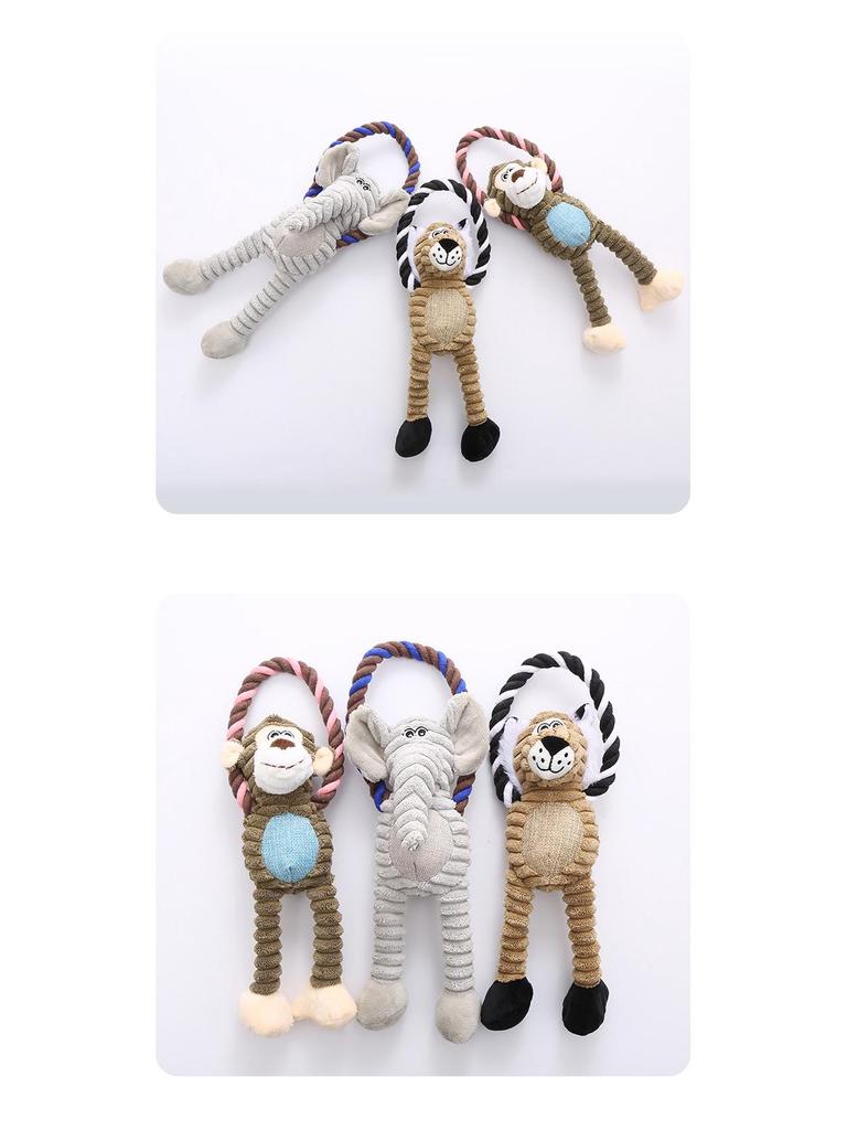 Plush Long-Legged Elephant Monkey Lion Dog Toy - Chew Resistant and Teething Friendly