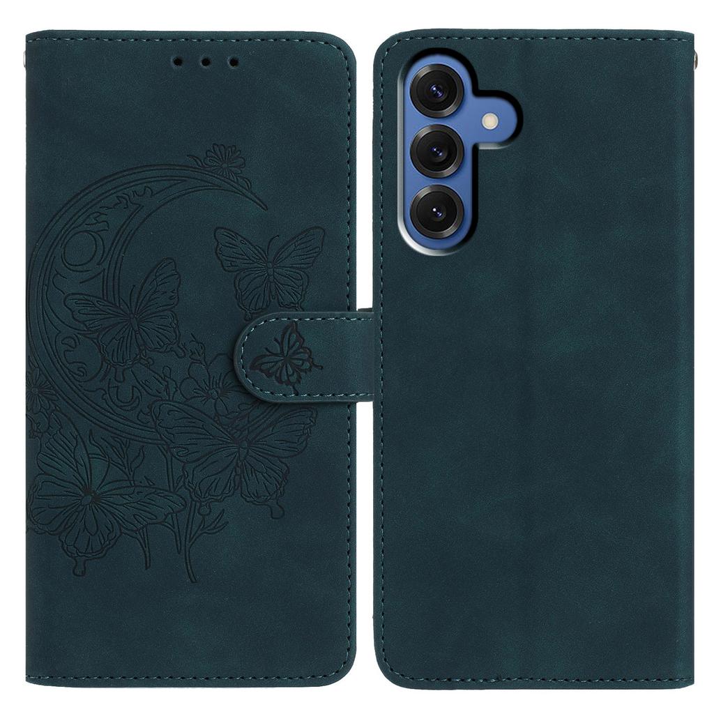 For Samsung Galaxy S25 Case Butterfly Flower Imprinted PU Leather Wallet Stand Phone Cover