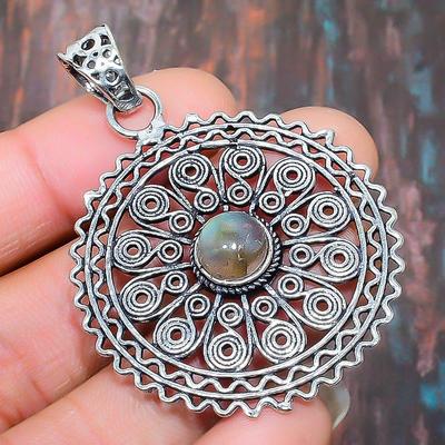 Labradorite Gemstone Handmade 925 Sterling Silver Jewelry Pendant For Thanksgiving
