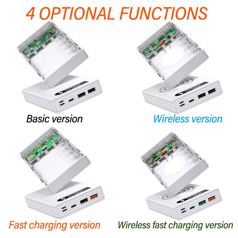 5 Cells 18650 DIY Power Bank Case Kit Detachable No Soldering Battery Box Mobile Power Shell Wireless Charging Without Battery