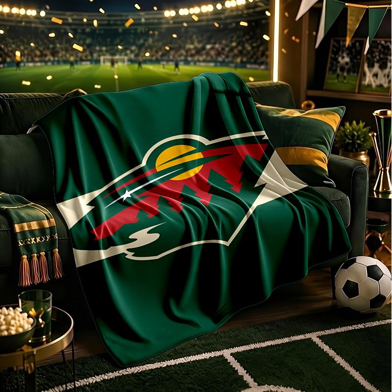 Minnesota-Wild Hockey Team Throws Blanket Flannel Blankets Plush for Couch Bed Gifts for Men Women Travel picnic blanket Christmas fan gifts