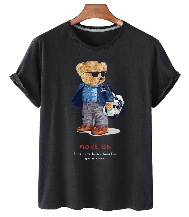 T-shirt Divertente con Stampa Orso Donna Moda Cartone Animato Harajuku Casual T-shirt Femminile Estiva Manica Corta Top T-shirt Unisex Maglietta Unisex