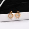 Trendy Fashion Shine AAA Zirconia Rose Gold Color 316L Stainless Steel Stud Earrings Brincos For Women Fashion Jewelry