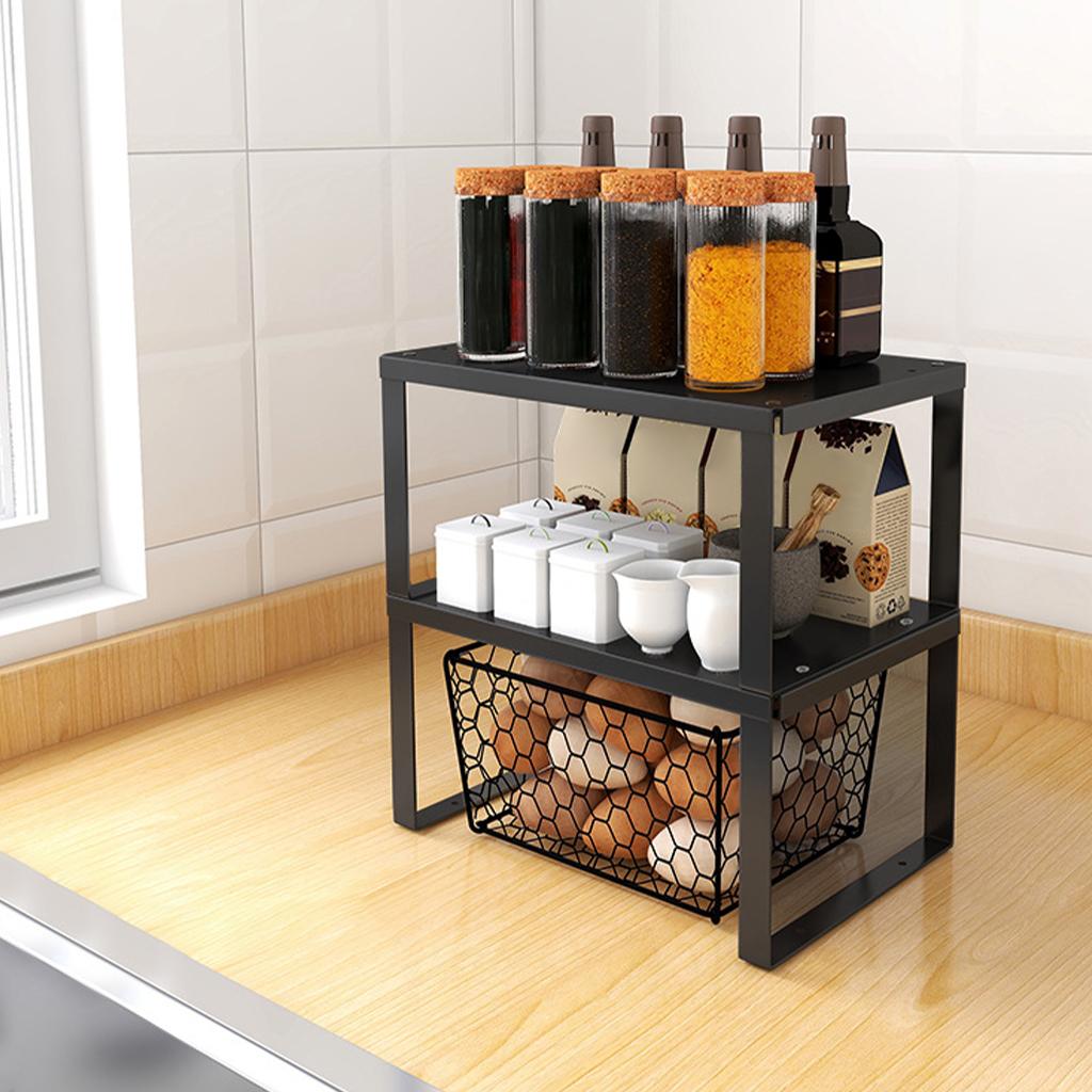 Storage Rack Metal Shelf Kitchen Organizer for Cabinet Pantry Closet Office Study Tableware Storage