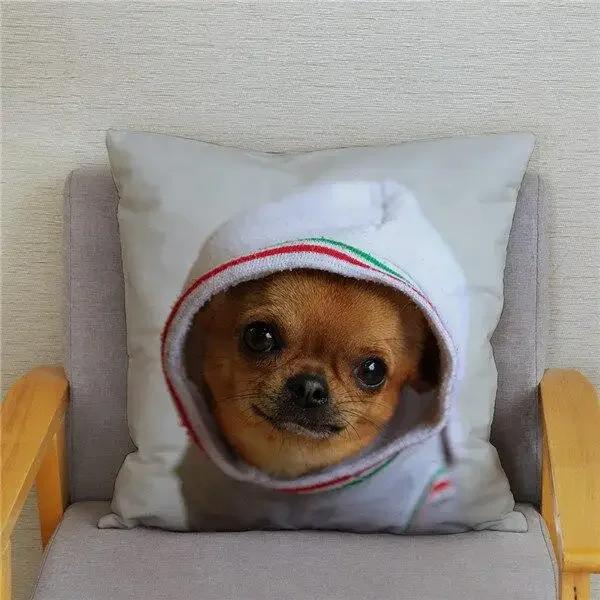 Cute Mini Chihuahua Dog Printed Cushion Cover Pillow Case Hugging Pillow Case Sofa Home Decor Pillow Case