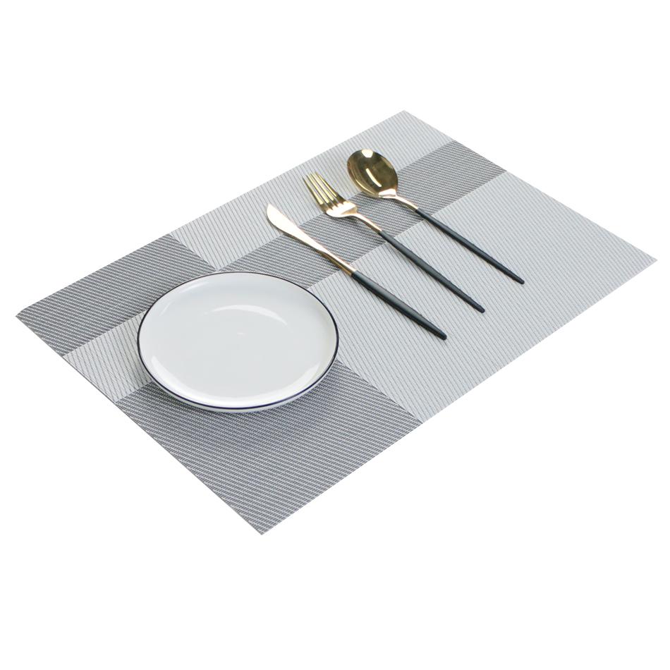Set of 6 PVC Placemats Plastic Wipe Clean Heat Resistant Woven Vinyl Non Slip Washable Rectangle For Dinner Table Wedding Decor